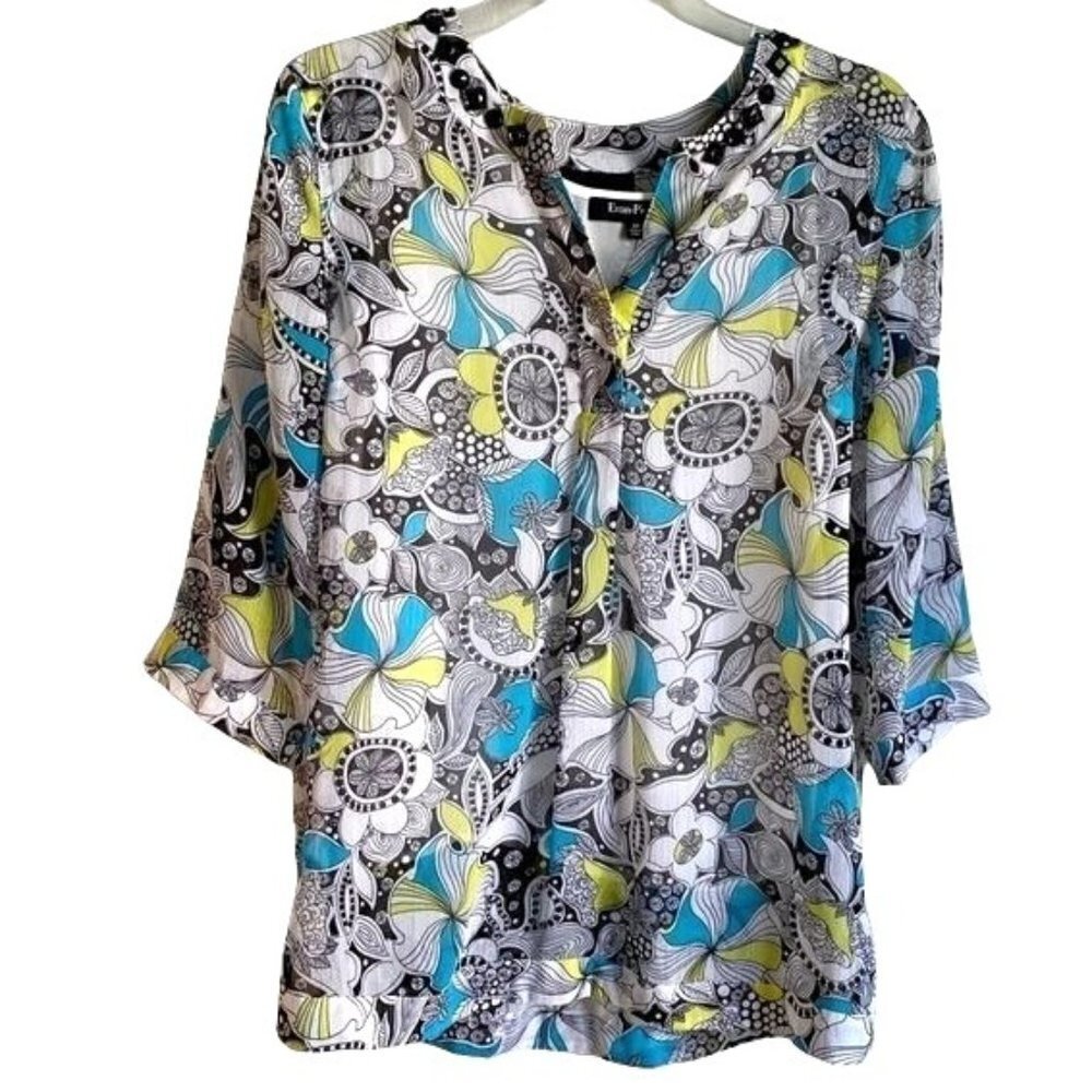 Evan Picone Petite Sheer Top With Built In Cami Size 10P